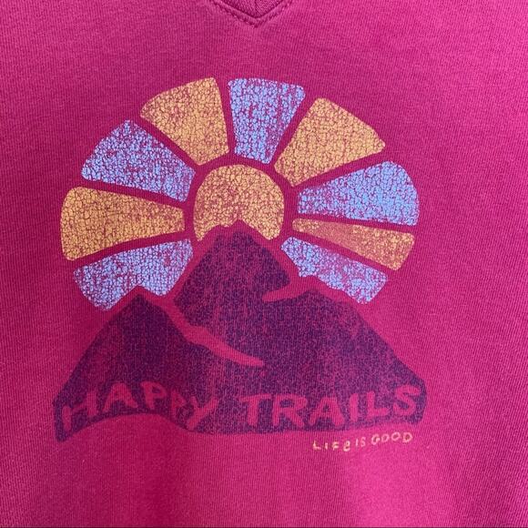Life Is Good Fuchsia Happy Trails V Neck Crusher Tee Large - Picture 3 of 7